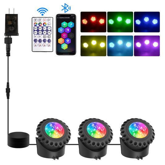 Skorter | T-Sun LED Table Lamp with Timer, Bluetooth Control, IP68 Waterproof, Multicolor (Set of 3)