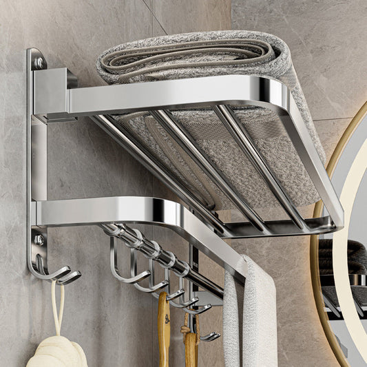 Skorter | Contemporary bathroom accessory set made of chrome-plated stainless steel with bathrobe hooks/towel rail