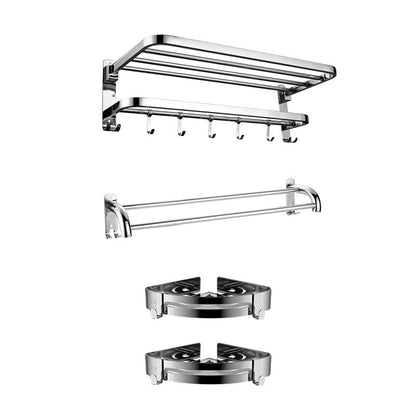 Skorter | Contemporary bathroom accessory set made of chrome-plated stainless steel with bathrobe hooks/towel rail