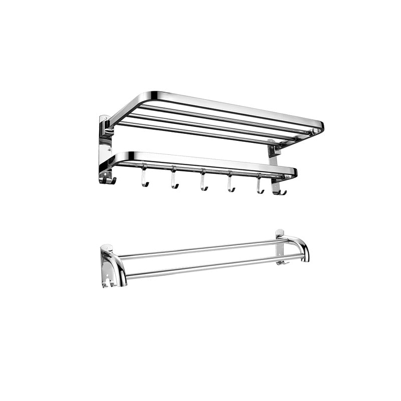 Skorter | Contemporary bathroom accessory set made of chrome-plated stainless steel with bathrobe hooks/towel rail