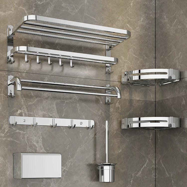 Skorter | Contemporary bathroom accessory set made of chrome-plated stainless steel with bathrobe hooks/towel rail