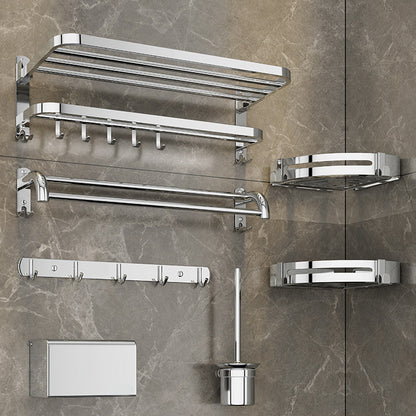 Skorter | Contemporary bathroom accessory set made of chrome-plated stainless steel with bathrobe hooks/towel rail
