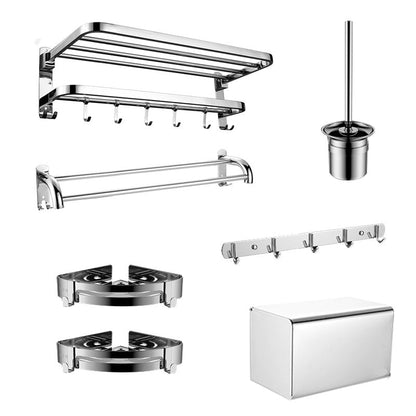Skorter | Contemporary bathroom accessory set made of chrome-plated stainless steel with bathrobe hooks/towel rail