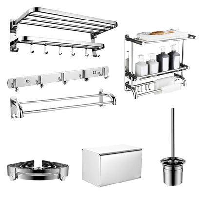 Skorter | Contemporary bathroom accessory set made of chrome-plated stainless steel with bathrobe hooks/towel rail