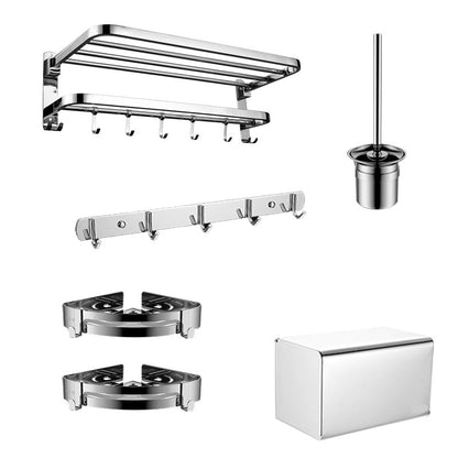 Skorter | Contemporary bathroom accessory set made of chrome-plated stainless steel with bathrobe hooks/towel rail