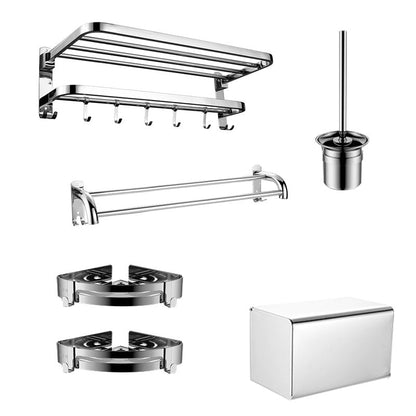 Skorter | Contemporary bathroom accessory set made of chrome-plated stainless steel with bathrobe hooks/towel rail