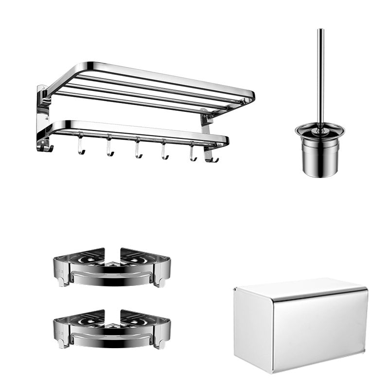Skorter | Contemporary bathroom accessory set made of chrome-plated stainless steel with bathrobe hooks/towel rail