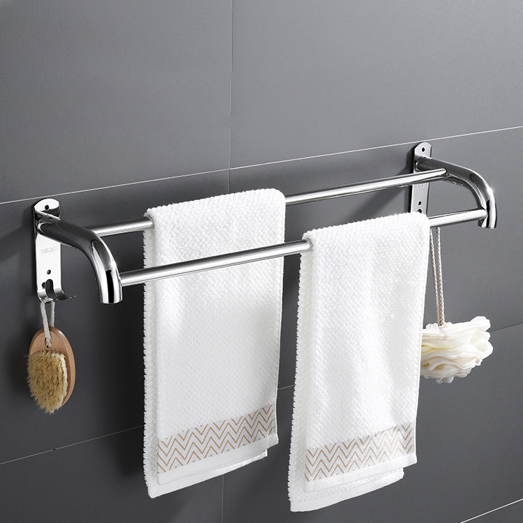 Skorter | Contemporary bathroom accessory set made of chrome-plated stainless steel with bathrobe hooks/towel rail