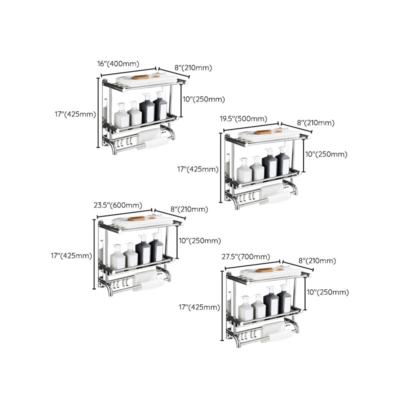 Skorter | Contemporary bathroom accessory set made of chrome-plated stainless steel with bathrobe hooks/towel rail