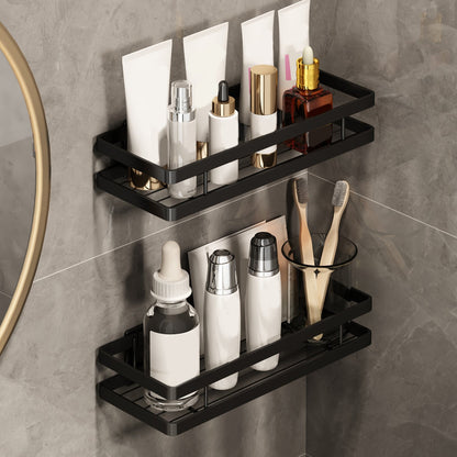 Skorter | 2-piece bathroom shelf made of matte black metal bathroom hardware set