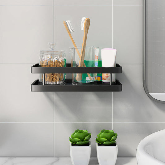 Skorter | 2-piece bathroom shelf made of matte black metal bathroom hardware set