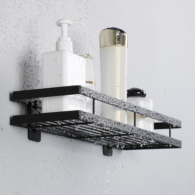 Skorter | 2-piece bathroom shelf made of matte black metal bathroom hardware set