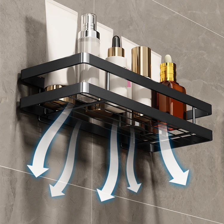 Skorter | 2-piece bathroom shelf made of matte black metal bathroom hardware set