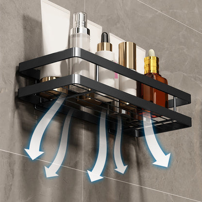 Skorter | 2-piece bathroom shelf made of matte black metal bathroom hardware set