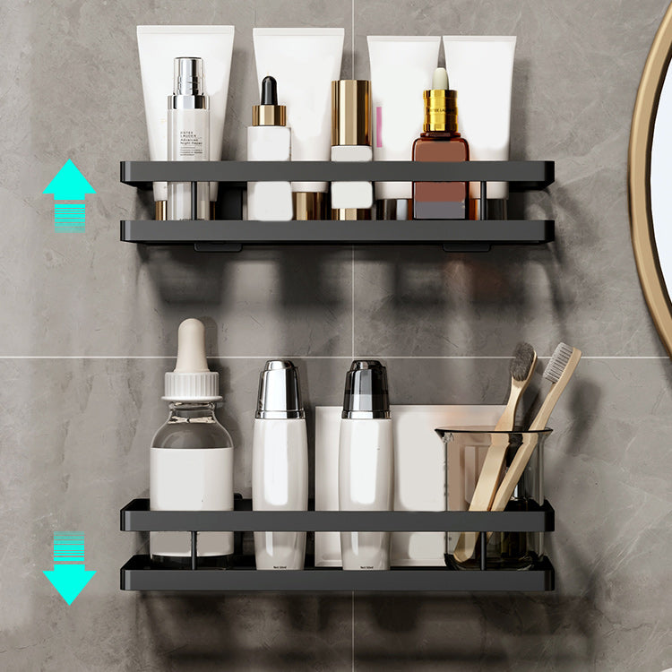 Skorter | 2-piece bathroom shelf made of matte black metal bathroom hardware set