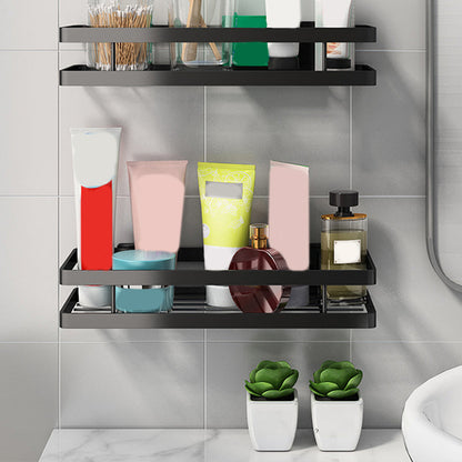 Skorter | 2-piece bathroom shelf made of matte black metal bathroom hardware set