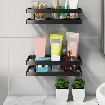 Skorter | 2-piece bathroom shelf made of matte black metal bathroom hardware set