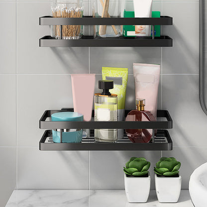 Skorter | 2-piece bathroom shelf made of matte black metal bathroom hardware set