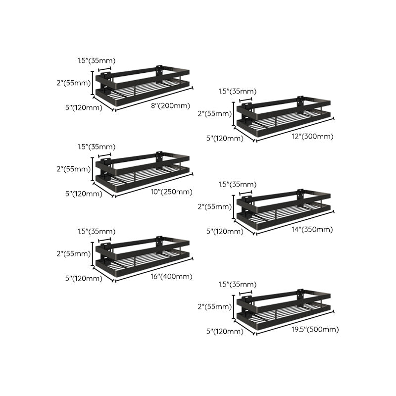 Skorter | 2-piece bathroom shelf made of matte black metal bathroom hardware set