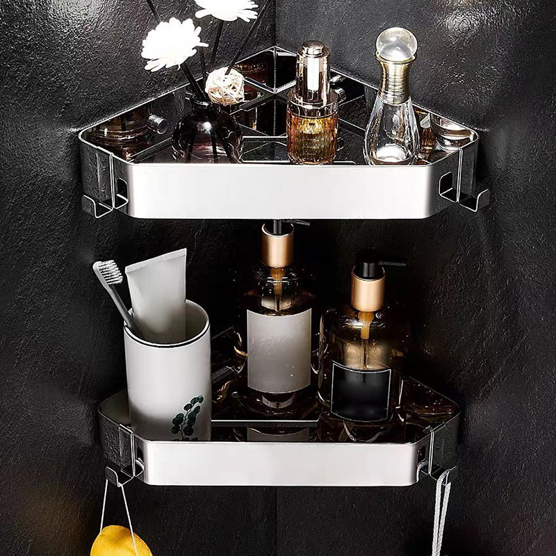 Skorter | 2-piece stainless steel bathroom accessory set 30 cm W triangular bathroom shelf