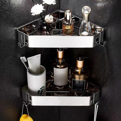 Skorter | 2-piece stainless steel bathroom accessory set 30 cm W triangular bathroom shelf