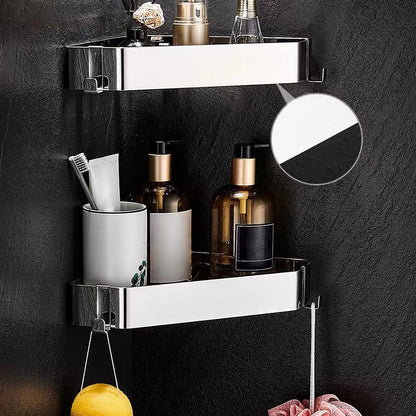 Skorter | 2-piece stainless steel bathroom accessory set 30 cm W triangular bathroom shelf