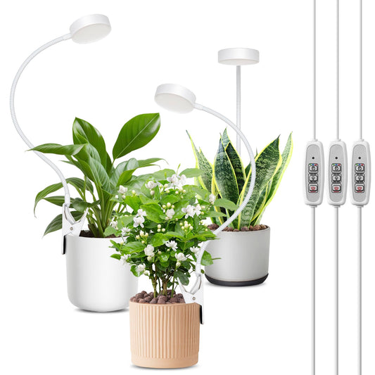 Skorter | Lordem Small Pot Clip Grow Light, Full Spectrum Led Plant Grow Lamp For Indoor Growth, Automatic On/Off Timer 4/8/12H, Plant Light With 4 Dimmable Brightness Levels, Ideal For Small Indoor Plants, 3 Pack