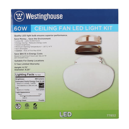 Skorter | Westinghouse 7785200 Led Ceiling Fan Light Set, Energy Star, White Opal Glass, 3 Fitters, Red