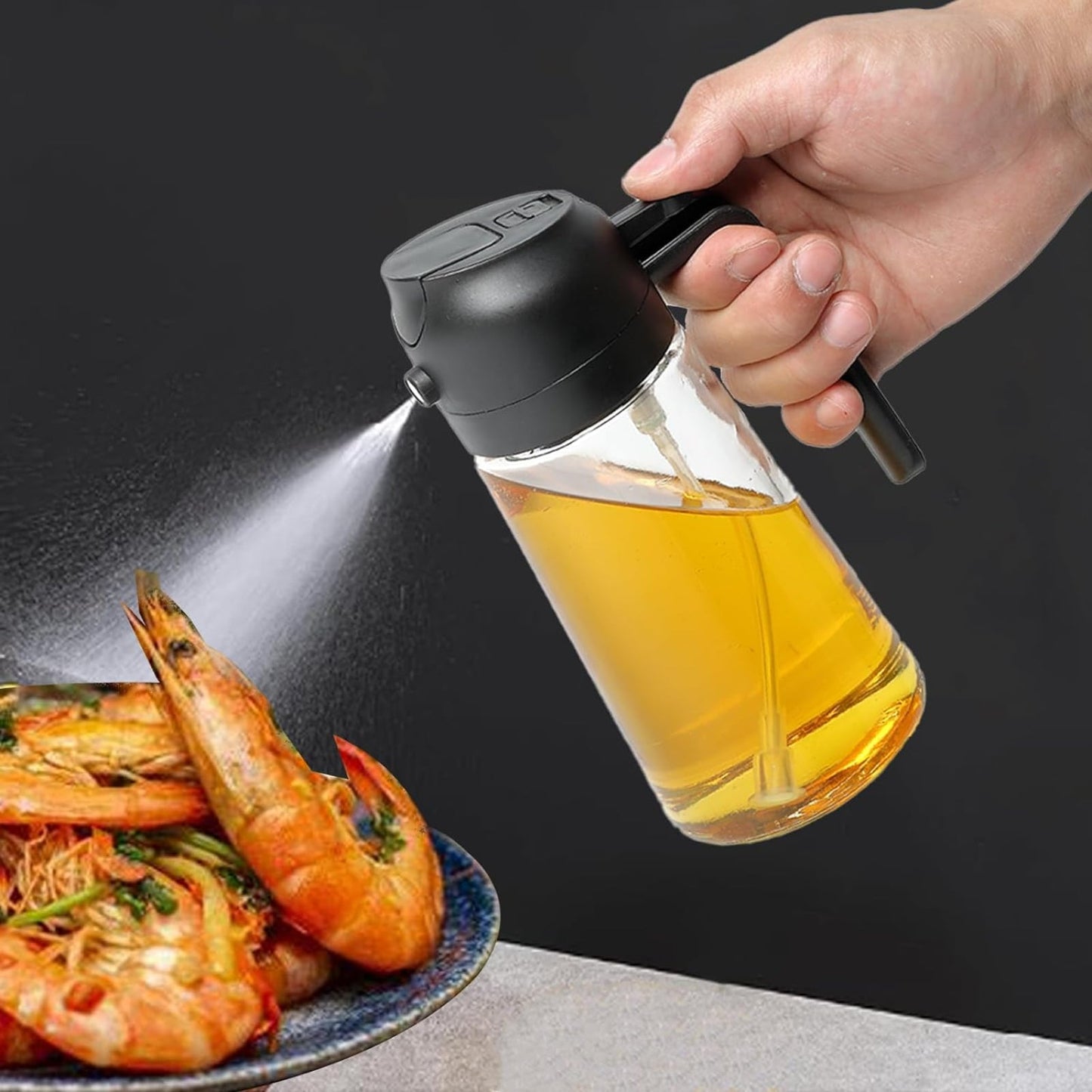Skorter | 2-in-1 Oil Dispenser Bottle | Oil Sprayer and Dispenser | Healthy Cooking