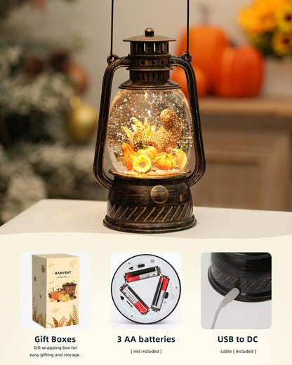 Skorter | Autumn Gloss Decorative Lamp with Pumpkins – Warm LED Light and 6-Hour Timer