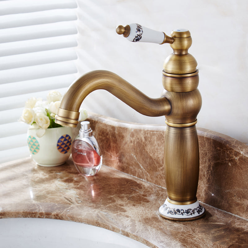 Skorter | Round Basin Faucet Bathroom Faucet Single Lever High Arc Basin Faucet