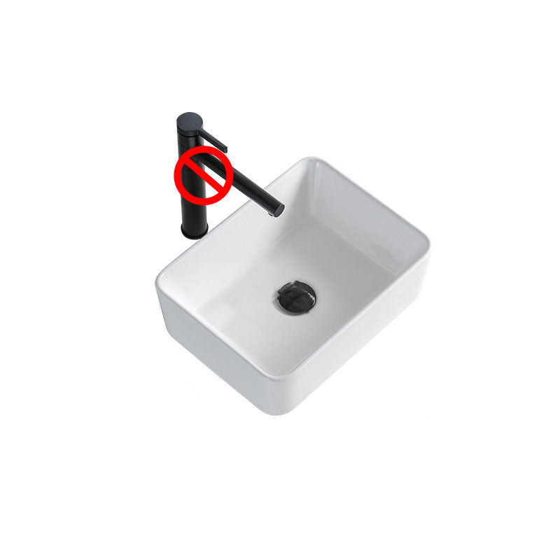 Skorter | Contemporary Bathroom Sink Porcelain Rectangular Vessel Sink Sink Only