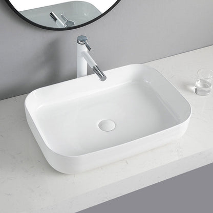 Skorter | Contemporary Bathroom Sink Porcelain Rectangular Vessel Sink Sink Only