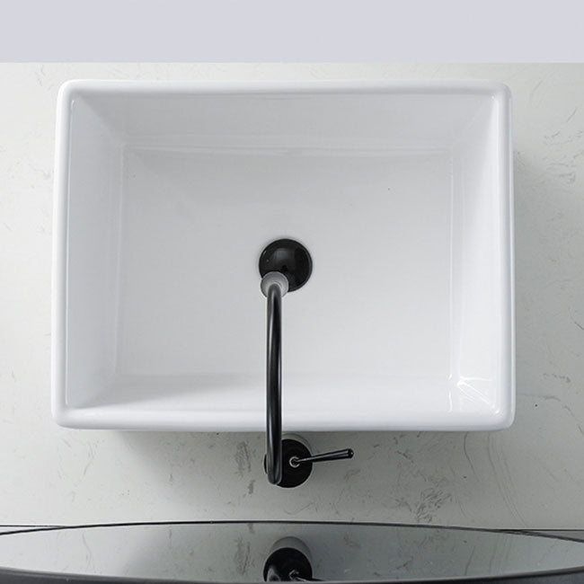 Skorter | Contemporary Bathroom Sink Porcelain Rectangular Vessel Sink Sink Only