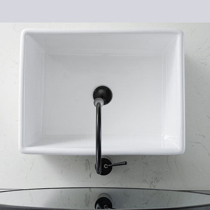 Skorter | Contemporary Bathroom Sink Porcelain Rectangular Vessel Sink Sink Only