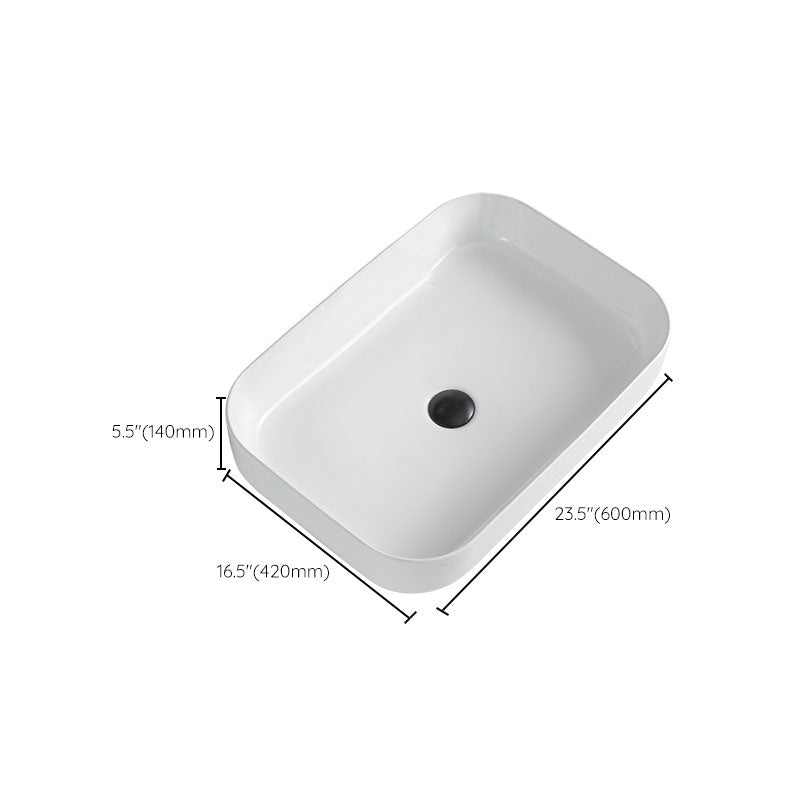 Skorter | Contemporary Bathroom Sink Porcelain Rectangular Vessel Sink Sink Only