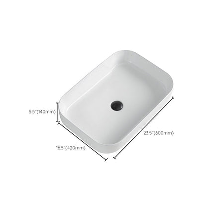 Skorter | Contemporary Bathroom Sink Porcelain Rectangular Vessel Sink Sink Only