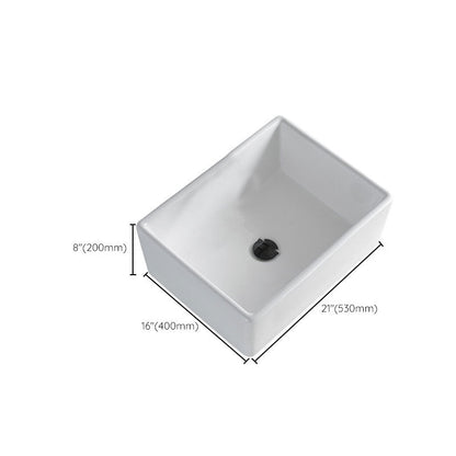 Skorter | Contemporary Bathroom Sink Porcelain Rectangular Vessel Sink Sink Only