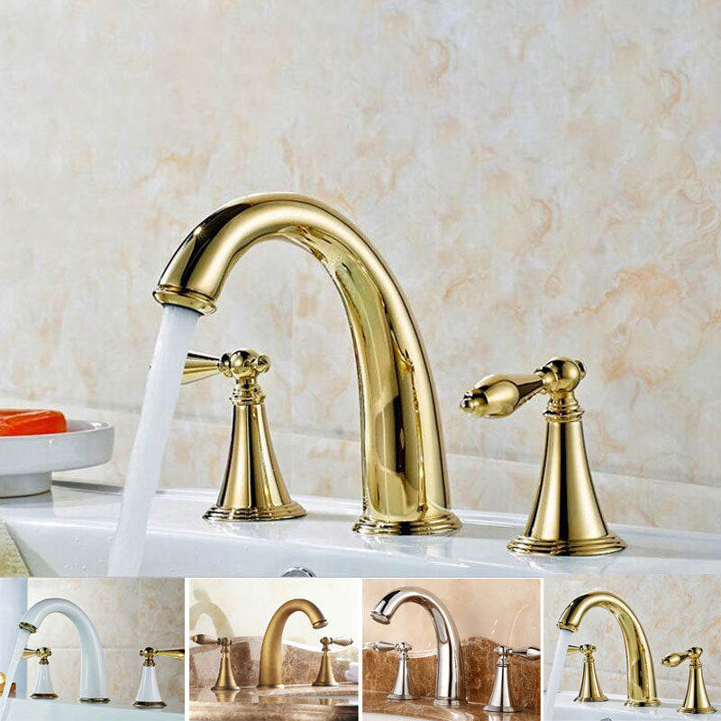 Skorter | Copper Deck-Mounted Roman Bathtub Faucet Low Arc Roman Bathtub Faucet Set