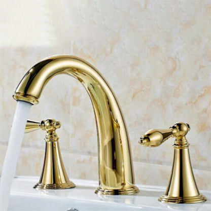 Skorter | Copper Deck-Mounted Roman Bathtub Faucet Low Arc Roman Bathtub Faucet Set