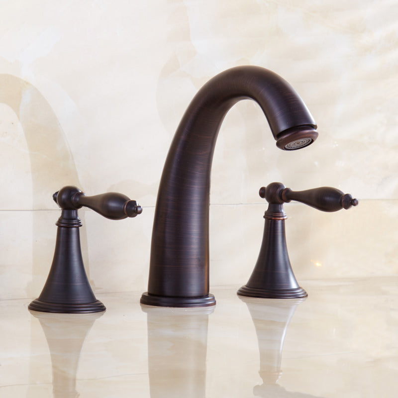 Skorter | Copper Deck-Mounted Roman Bathtub Faucet Low Arc Roman Bathtub Faucet Set