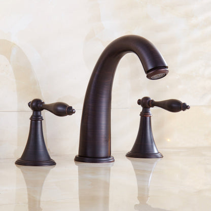Skorter | Copper Deck-Mounted Roman Bathtub Faucet Low Arc Roman Bathtub Faucet Set