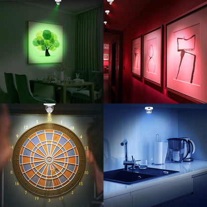 Skorter | Bigmonat Led Spotlight, Wireless Color Change Lighting With Remote Control, Dimmable, 2 Pack