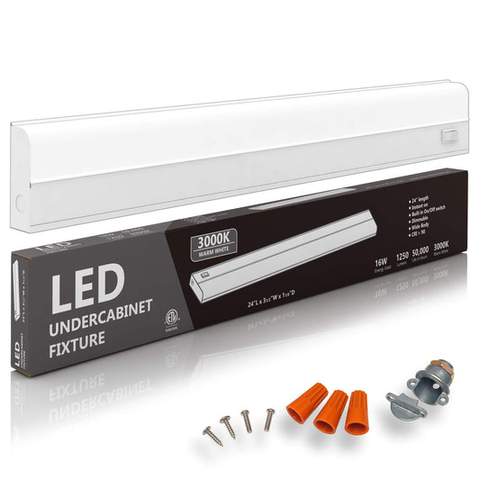 Skorter | Harrrrd 16W Dimmable Led Under Cabinet Lights, 24" Warm White, Cri>90, Metal Base,