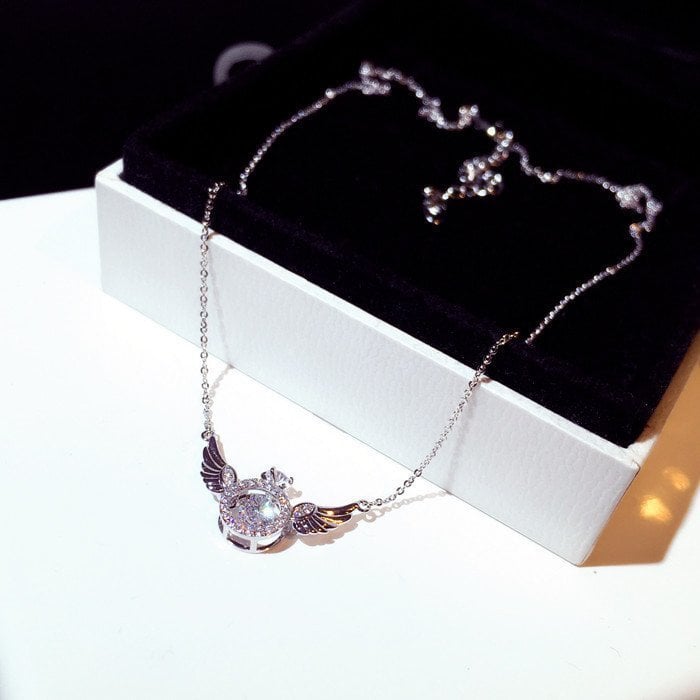 Skorter | Angel Wings Necklace – Titanium Steel Pendant with Strass