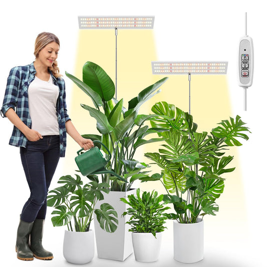 Skorter | Lordem Growth Light For Indoor Plants Full Spectrum, High Plant Light For Indoor Growth, 65 Inches Height Adjustable Grow Lamp With Automatic On/Off Timer 4H/8H/12H & 4 Dimmable Brightness Levels, 2 Pack