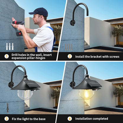 Skorter | Solar Motion Barn Wall Lights with 3 Modes & Gooseneck Design (2 Pack) – Halden