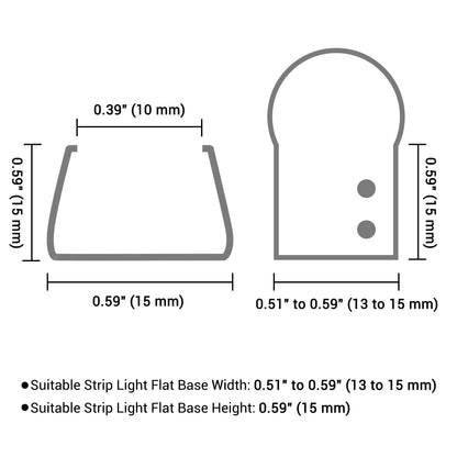 Skorter | Delight 2" Channel Mounting Holder For 9/16" Led Neon Flex Strip Light - 100 Pack