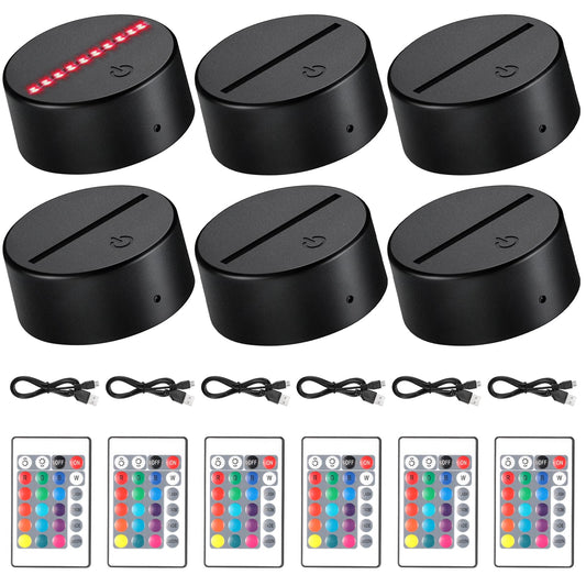 Skorter | Honoson 3D Night LED Light Lamp Base - 16 Colors, Remote Control, USB, Large Black Display Base