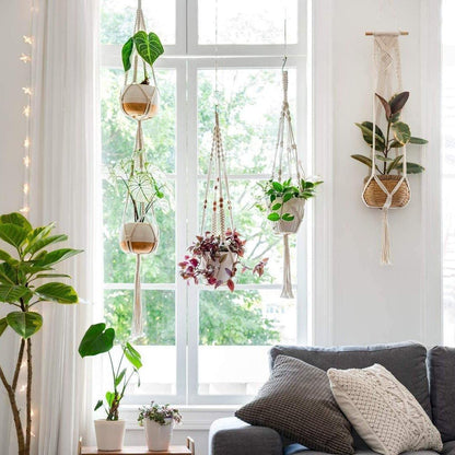 Skorter | 4-piece handmade Boho macrame plant hanger set